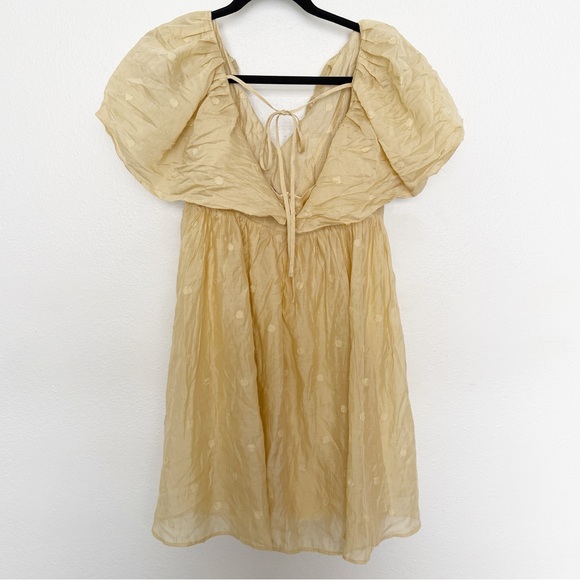Anthropologie | Moon River | Yellow Polkadot Puff Sleeve Mini Dress - Picture 6 of 10
